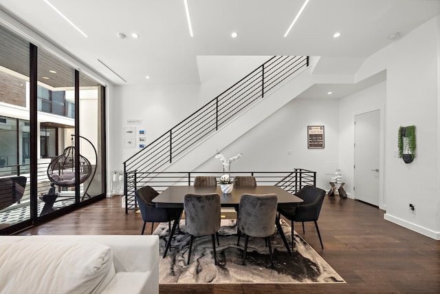 819 W 24th St Unit C, Houston, TX 77008 - dining space featuring wood finished floors, stairway, recessed lighting, and baseboards