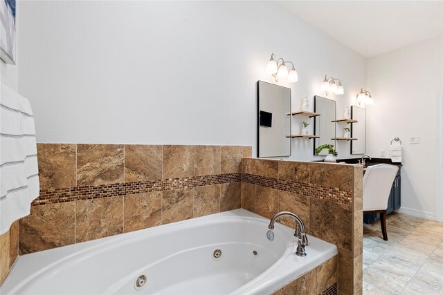 3615 Hempstead Villa Dr, Houston, TX 77008 - bathroom featuring a whirlpool tub and vanity