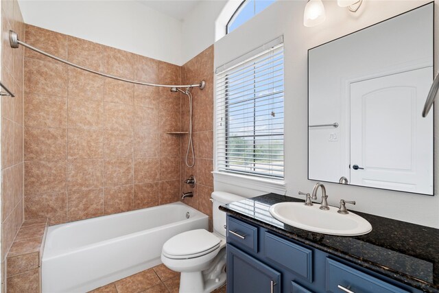 3615 Hempstead Villa Dr, Houston, TX 77008 - full bath featuring toilet, vanity, bathing tub / shower combination, and tile patterned floors