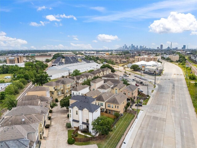 3615 Hempstead Villa Dr, Houston, TX 77008 - aerial view of residential area featuring city skyline