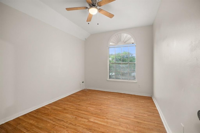 8506 Regalbrook Dr, Houston, TX 77095 - unfurnished room with light wood-style flooring, baseboards, a ceiling fan, and lofted ceiling