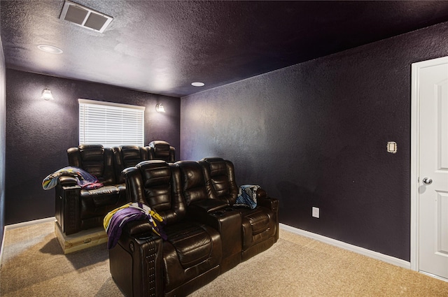 24210 Leonforte Dr, Richmond, TX 77406 - cinema room featuring carpet, a textured wall, baseboards, and a textured ceiling