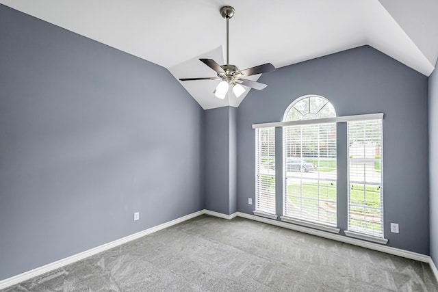 6614 Cypress Village Dr, Sugar Land, TX 77479 - unfurnished room with lofted ceiling, carpet, ceiling fan, and baseboards