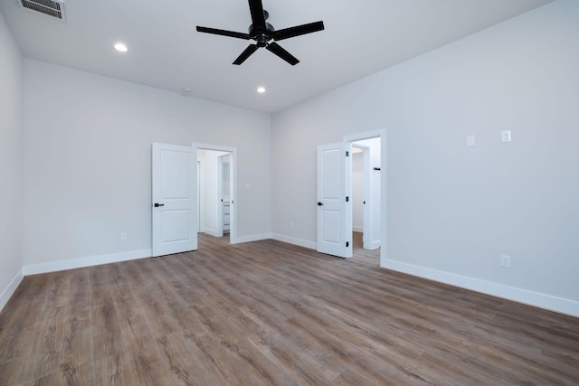 354 Peach Point Ln, Trinity, TX 75862 - empty room featuring wood finished floors, ceiling fan, baseboards, and recessed lighting