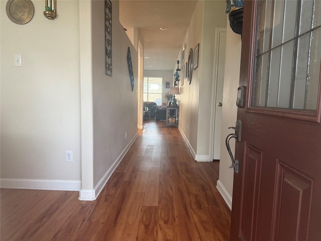 19307 Desert Moon Dr, Cypress, TX 77433 - corridor featuring dark wood finished floors, baseboards, and recessed lighting