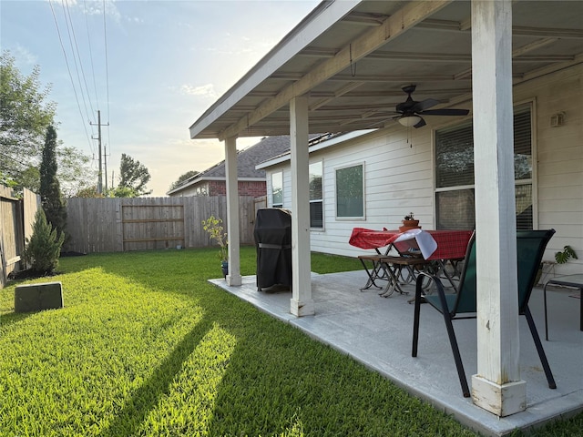 19307 Desert Moon Dr, Cypress, TX 77433 - view of yard featuring ceiling fan and a patio area