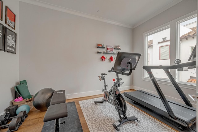 5213 Feagan St Unit H, Houston, TX 77007 - exercise area with wood finished floors, ornamental molding, and baseboards