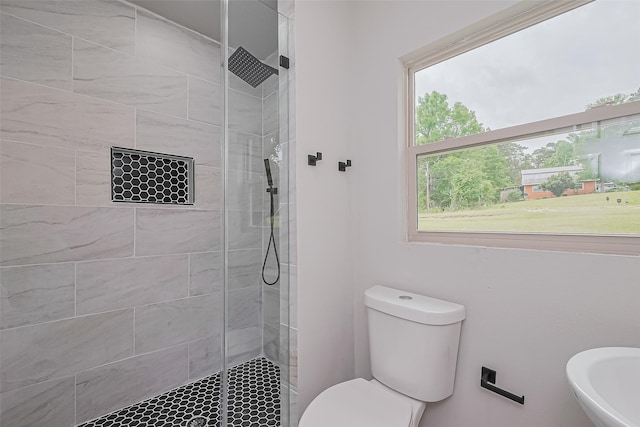 131 Holiday Blvd, Coldspring, TX 77331 - full bath featuring a tile shower, toilet, and a sink