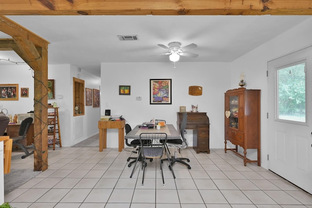 9141 Oak Arbor Dr, Conroe, TX 77384 - dining room with an office area and ceiling fan