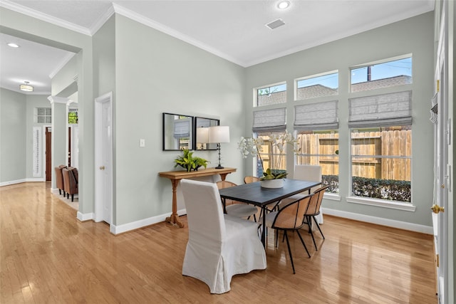 1107 Walden Hill Ct, Houston, TX 77077 - dining space featuring wood finished floors, baseboards, recessed lighting, and ornamental molding