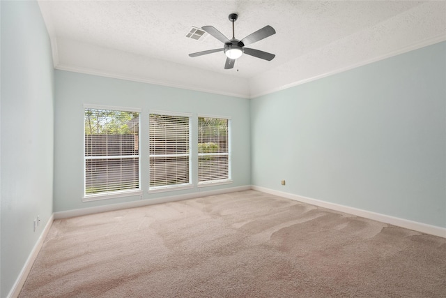 1107 Walden Hill Ct, Houston, TX 77077 - unfurnished room with carpet, a ceiling fan, a textured ceiling, baseboards, and ornamental molding