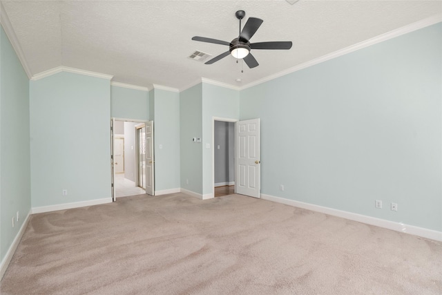 1107 Walden Hill Ct, Houston, TX 77077 - unfurnished bedroom featuring carpet floors, baseboards, crown molding, ensuite bath, and a textured ceiling