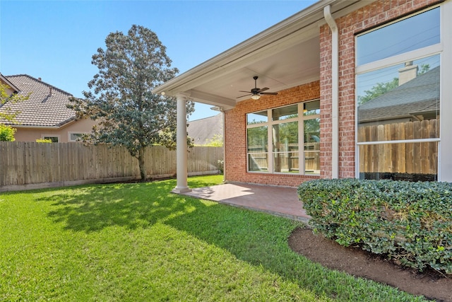 1107 Walden Hill Ct, Houston, TX 77077 - view of yard with a ceiling fan and a patio area