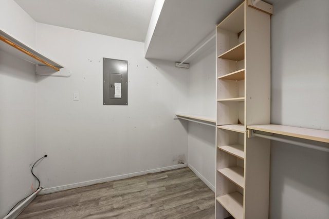 1307 Hillcrest Dr, Granite Shoals, TX 78654 - walk in closet featuring electric panel and wood finished floors