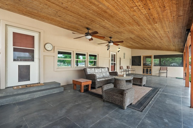 1307 Hillcrest Dr, Granite Shoals, TX 78654 - view of patio / terrace with ceiling fan and outdoor lounge area