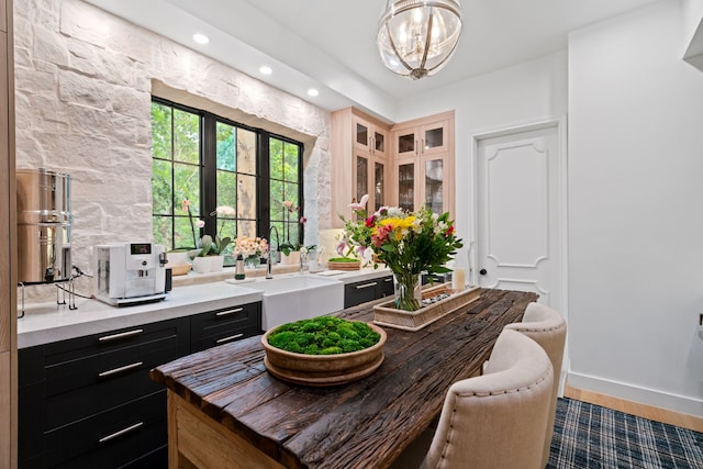 10 S Briar Hollow Ln Unit 30, Houston, TX 77027 - office area with a chandelier, recessed lighting, and dark wood finished floors