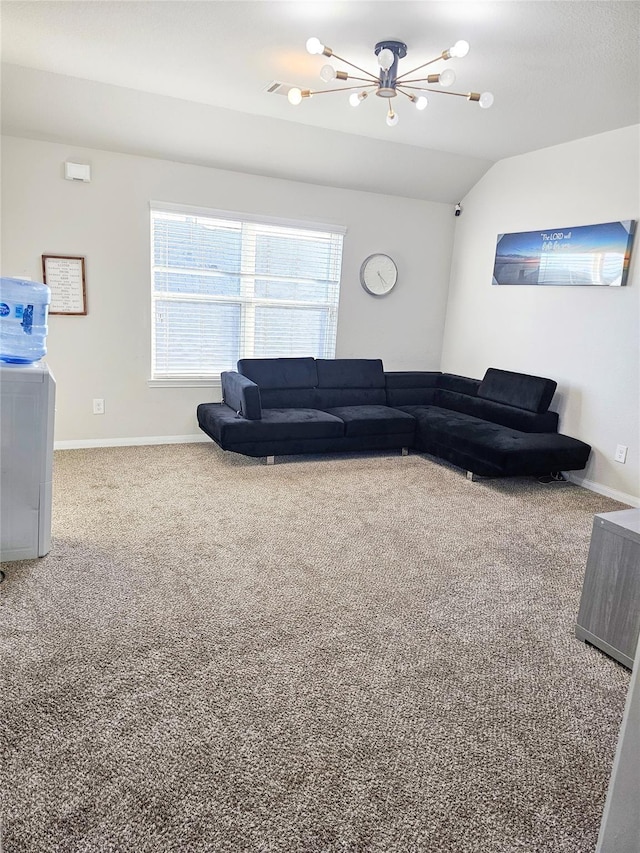 3519 Rossini Dr, Katy, TX 77493 - living room with a chandelier, carpet, and baseboards