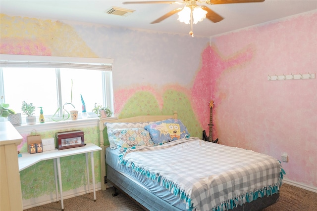 6014 Ghana Ln, Pasadena, TX 77505 - carpeted bedroom with baseboards and ceiling fan