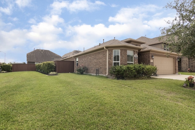 14726 Meadow Acre Trl, Houston, TX 77049 - view of side of home featuring brick siding, driveway, an attached garage, and a shingled roof