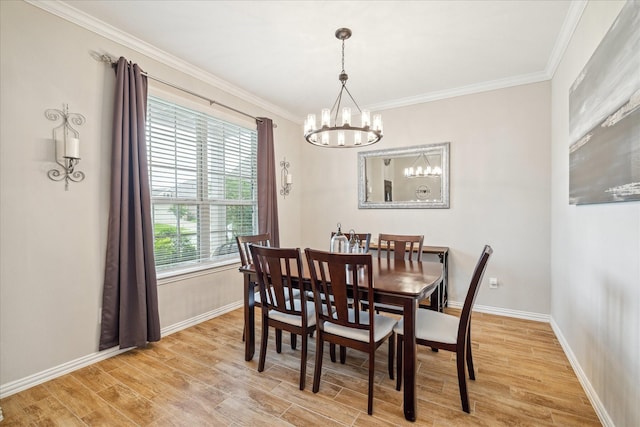 4423 Mimic Dr, Spring, TX 77386 - dining space featuring a chandelier, light wood-style flooring, baseboards, and ornamental molding