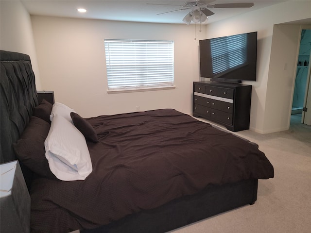 12907 Trail Hollow Dr Unit 2907, Houston, TX 77079 - bedroom with carpet flooring, ceiling fan, and recessed lighting