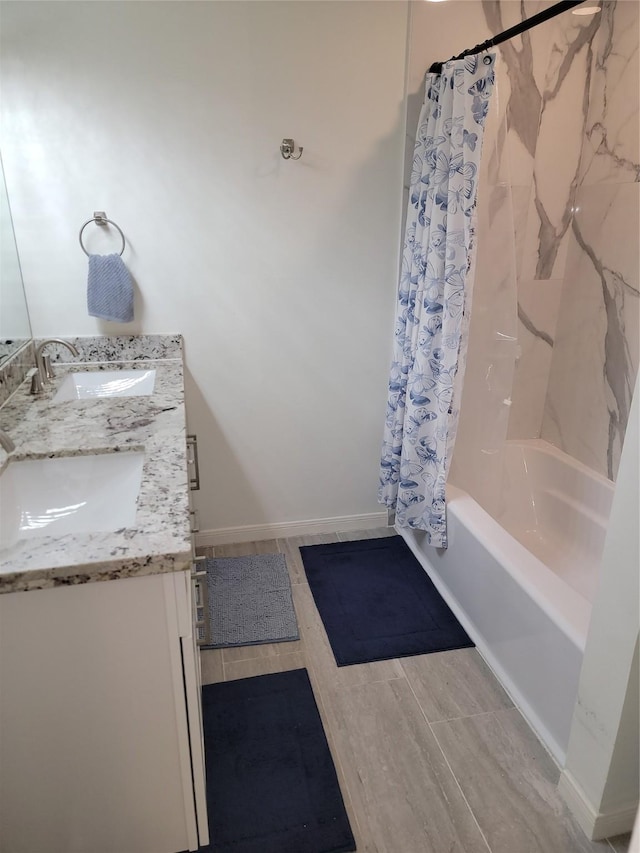 12907 Trail Hollow Dr Unit 2907, Houston, TX 77079 - bathroom with shower / bath combo with shower curtain and double vanity