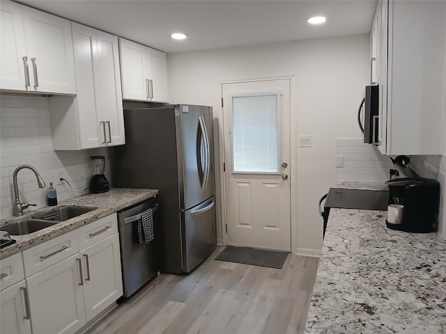 12907 Trail Hollow Dr Unit 2907, Houston, TX 77079 - kitchen featuring a sink, stainless steel appliances, white cabinetry, decorative backsplash, and recessed lighting
