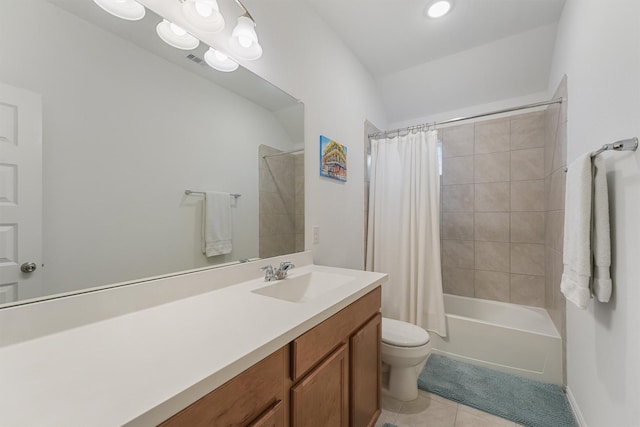 12526 Sabine Point Dr, Humble, TX 77346 - bathroom featuring tile patterned floors, vanity, toilet, and shower / bath combo