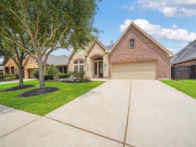5411 Cedar Elm Ln, Fulshear, TX 77441 - view of front facade featuring brick siding, driveway, and a garage