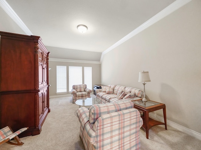 5411 Cedar Elm Ln, Fulshear, TX 77441 - living room with light colored carpet, crown molding, and baseboards
