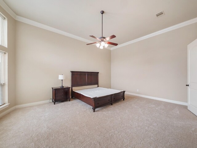 5411 Cedar Elm Ln, Fulshear, TX 77441 - bedroom featuring multiple windows, crown molding, light colored carpet, and baseboards