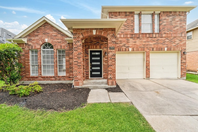13038 Skymeadow Dr, Houston, TX 77082 - view of front of home with brick siding, concrete driveway, and an attached garage