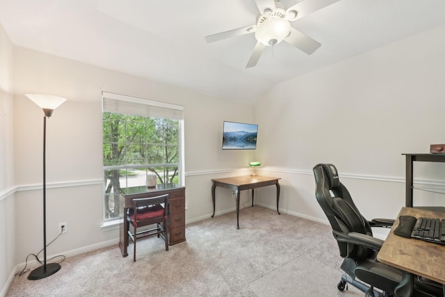 12106 Via Chianti Ct, Cypress, TX 77429 - office space with carpet, lofted ceiling, baseboards, and a ceiling fan