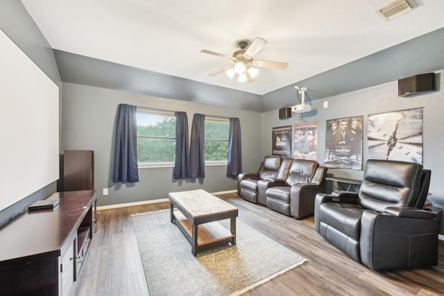 12106 Via Chianti Ct, Cypress, TX 77429 - living area with a ceiling fan, wood finished floors, and baseboards
