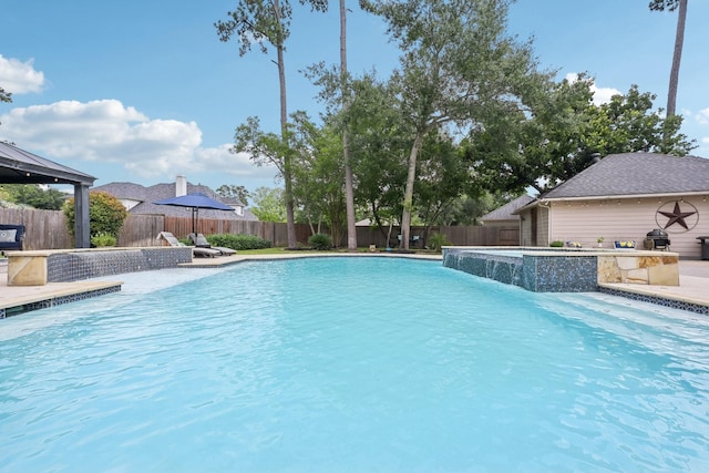 12106 Via Chianti Ct, Cypress, TX 77429 - view of swimming pool featuring a fenced backyard and a gazebo