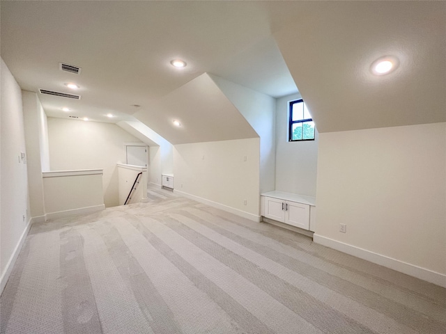 8256 Cavell Ct, Montgomery, TX 77316 - additional living space featuring lofted ceiling, baseboards, light colored carpet, and recessed lighting