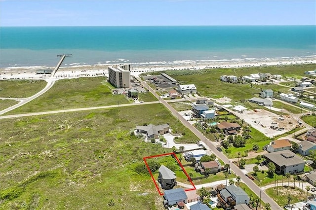 635 Lantana Dr, Port Aransas, TX 78373 - aerial view of property's location featuring extended coastline and property boundaries highlighted