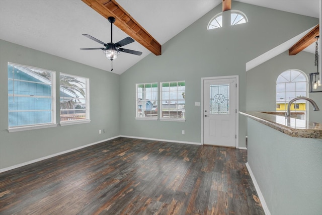 286 Ling St, Bayou Vista, TX 77563 - entrance foyer with ceiling fan, wood finished floors, and baseboards