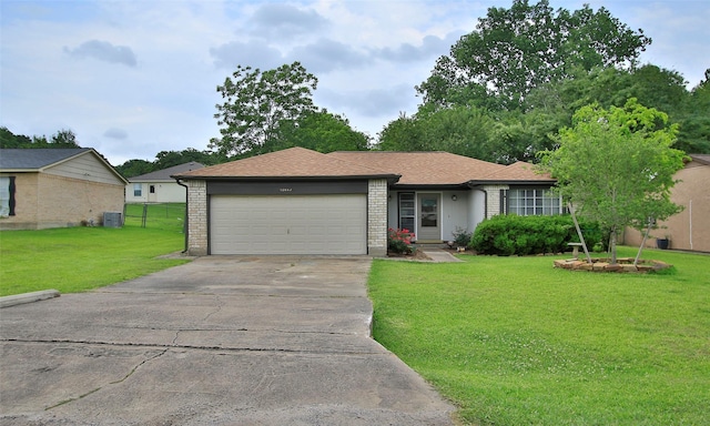 12662 Hackberry Dr, Willis, TX 77318 - ranch-style house featuring an attached garage, driveway, brick siding, and a shingled roof