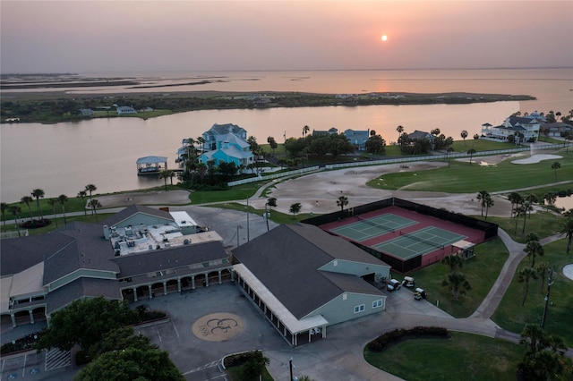 13830 Windlass Cir, Galveston, TX 77554 - aerial view at dusk of a water view