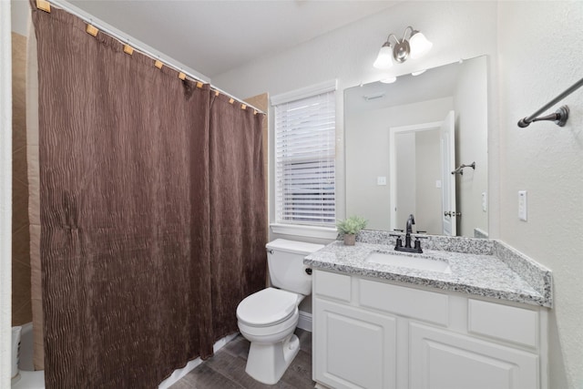 1706 Maddie Springs Ct, Spring, TX 77386 - bathroom featuring toilet, wood finished floors, vanity, and a shower with shower curtain