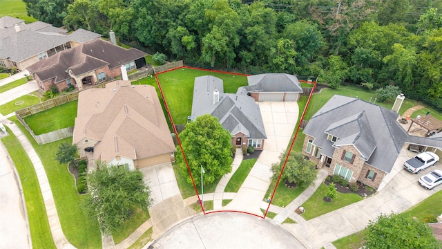 1706 Maddie Springs Ct, Spring, TX 77386 - aerial perspective of suburban area with property boundaries highlighted