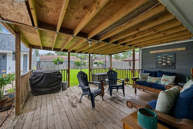 918 Hollow Tree St, La Porte, TX 77571 - deck with outdoor lounge area and area for grilling