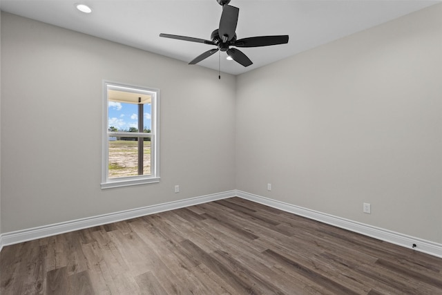 595 Fm 2968, Grapeland, TX 75844 - empty room featuring dark wood finished floors, baseboards, ceiling fan, and recessed lighting