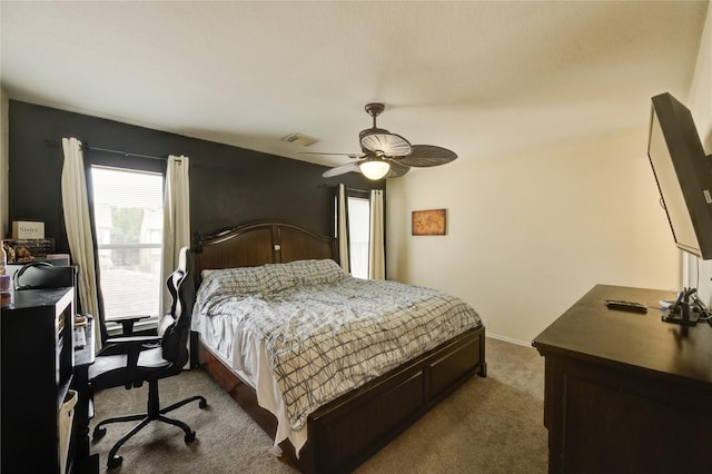 23610 Youpon Lake Ln, Spring, TX 77373 - bedroom featuring dark colored carpet and ceiling fan