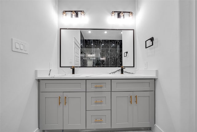4902 Higgins St B, Unit A, Houston, TX 77033 - full bath with double vanity, baseboards, and a tile shower