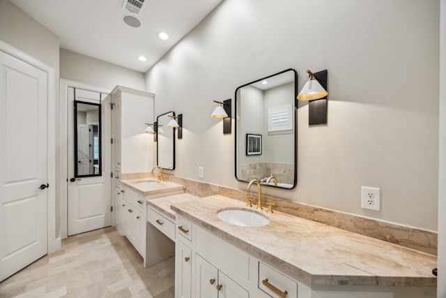 3202 Mid Ln, Houston, TX 77027 - full bathroom with double vanity and recessed lighting