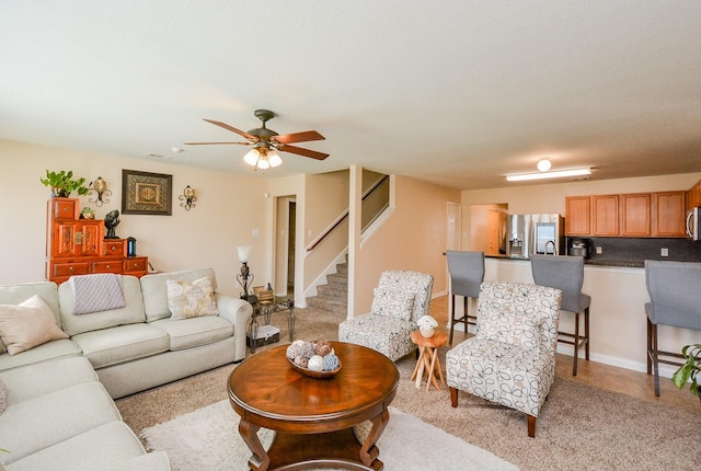 3434 Zephyr Glen Way, Houston, TX 77084 - living room featuring stairs and ceiling fan