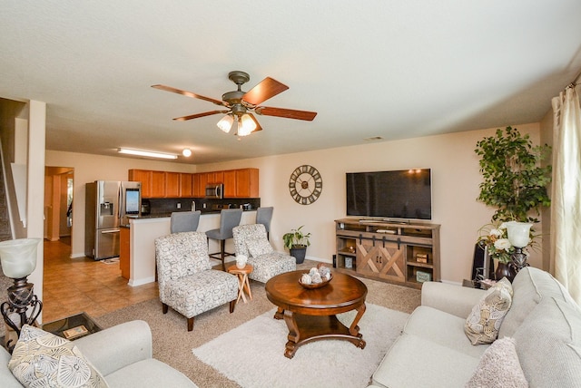 3434 Zephyr Glen Way, Houston, TX 77084 - living area featuring ceiling fan and baseboards
