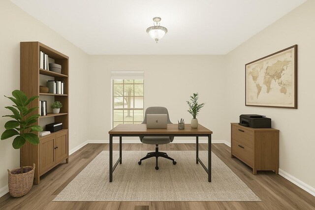 11108 Dawson Rd, Pearland, TX 77584 - office area with baseboards and wood finished floors